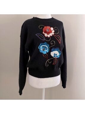 Vintage 90’s Russ Petites sequin floral sweater